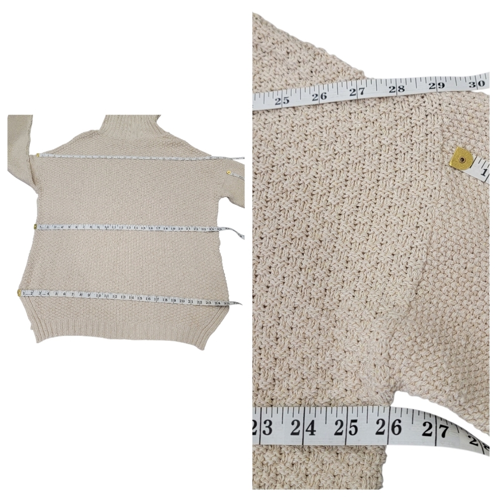 Parkhurst Emily Eco Cotton Turtleneck Cream Chunky Cable-Knit Sweater Womens XL - Picture 15 of 17